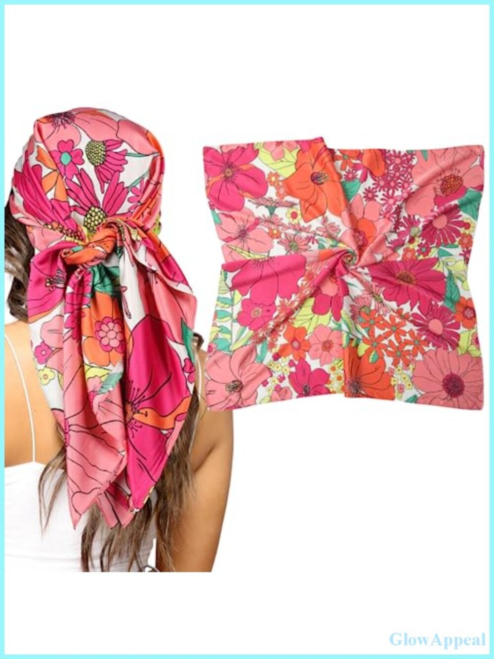 35x35 Silk-Feeling Satin Head Scarf, Versatile Hair Wrap Bandana Sleep &